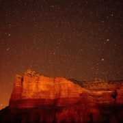 Orange red mountain at night. Young adult counseling blog image.